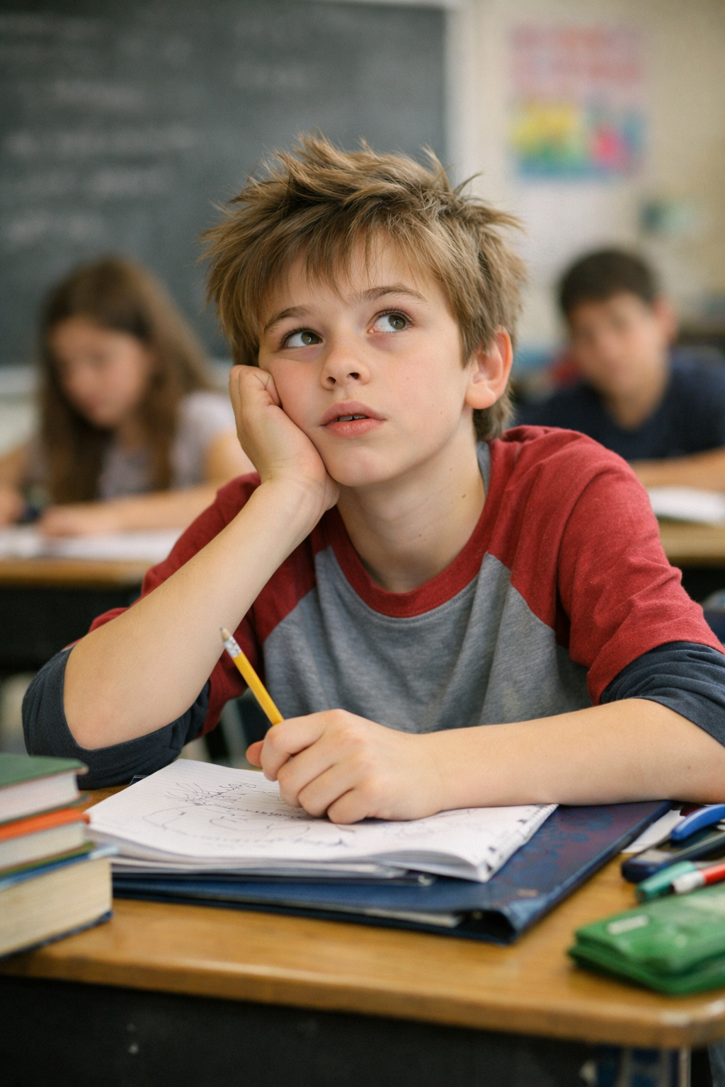 Boy frustrated with schoolwork